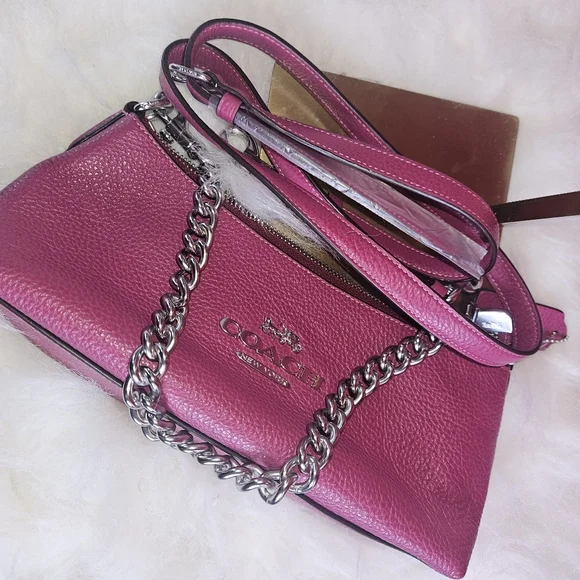 Coach Charlotte Shoulder Soft Leather Bag w/2 straps Chain/Leather - Picture 3 of 5